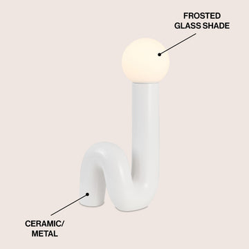 Katya 18" Scandinavian Minimalist Ceramic Spiral Tube LED Table Lamp - JONATHAN Y